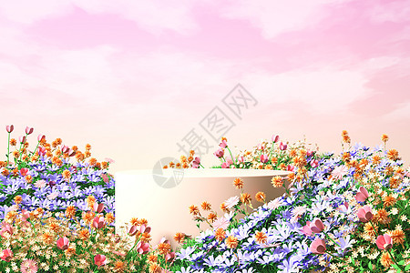 春季花朵展台背景图片