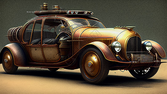 蒸汽朋克复古质感汽车背景图片
