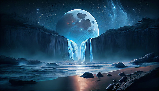 月光下梦幻夜景图片