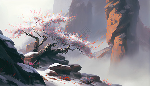 中式唯美花树图片