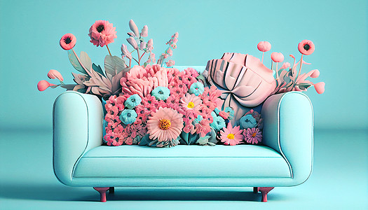 花卉沙发背景图片