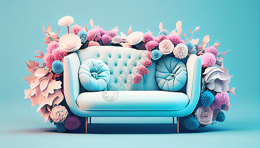 花卉沙发背景图片