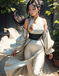 中式装扮的女性背景图片