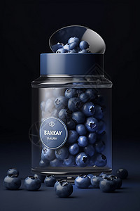 玻璃罐中的蓝莓图片