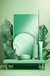 绿色瓶身化妆品背景图片