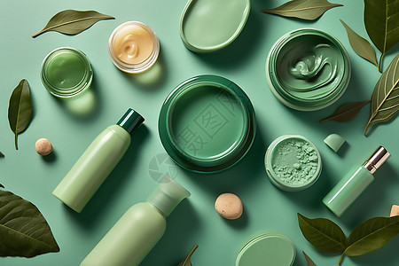 绿色健康护肤产品背景图片