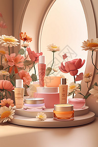 花卉装饰护肤品背景图片