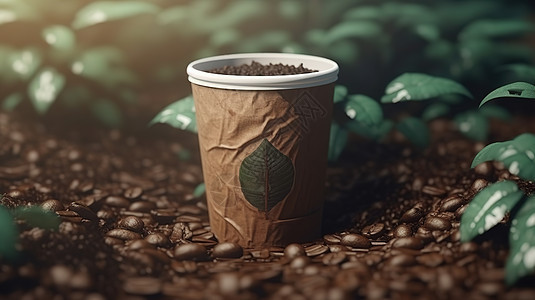 装有土壤的咖啡杯图片