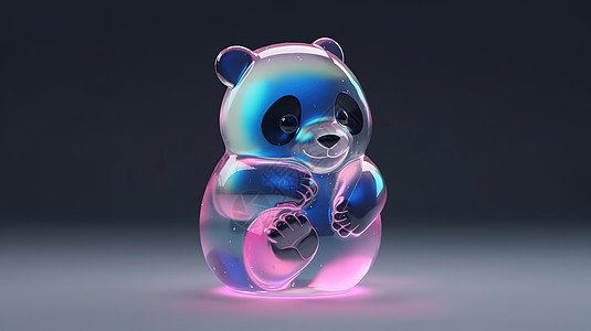 彩色灯光下坐姿的熊猫图片