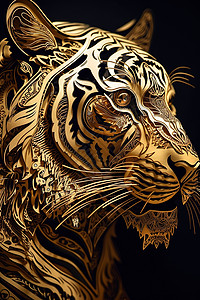 虎头镂空雕刻背景图片