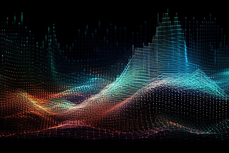 未来科技多彩趋势波浪粒子线条高清图片