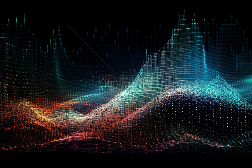 未来科技多彩趋势波浪粒子线条图片