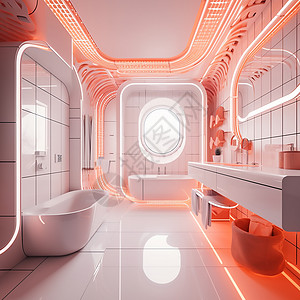 橙色光线洗浴间背景图片