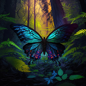 丛林里单个的蝴蝶图片