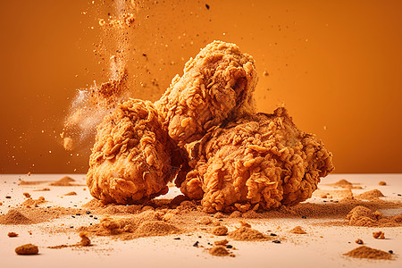 广告美食素材新鲜出炉的炸鸡块背景