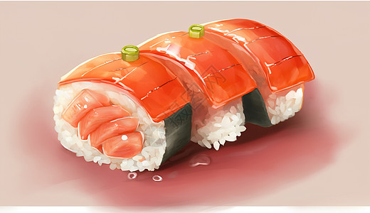 三文鱼切片美味的寿司插画