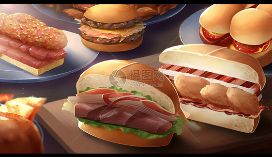 美味汉堡包图片