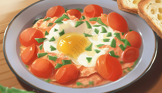 荷包蛋盖饭番茄鸡蛋盖饭高清图片