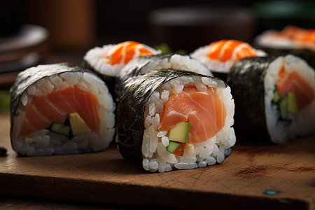 三文鱼寿司卷背景图片