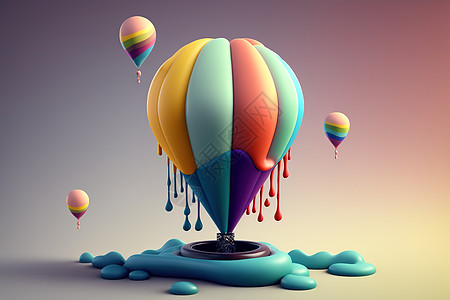 3D立体热气球图片