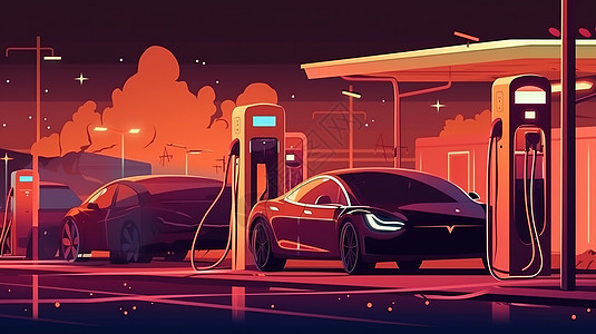 新能源汽车插画图片