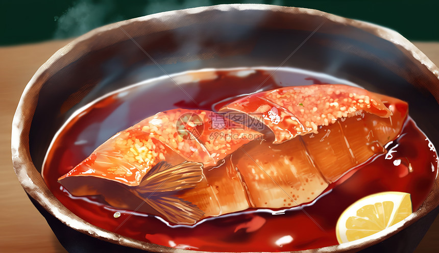 鱼类菜品手绘图片