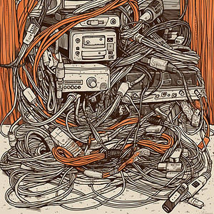 缠绕电线手绘图片
