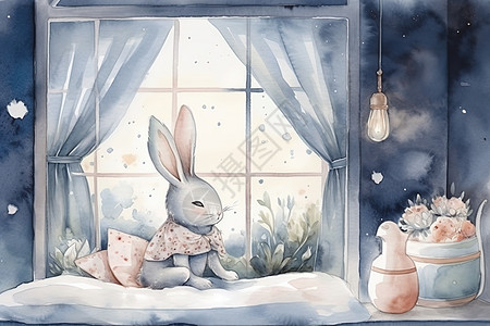 可爱兔子插画图片