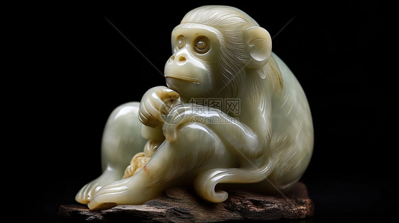 猴子玉石雕像图片