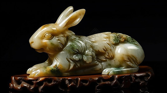 兔子玉石雕像图片