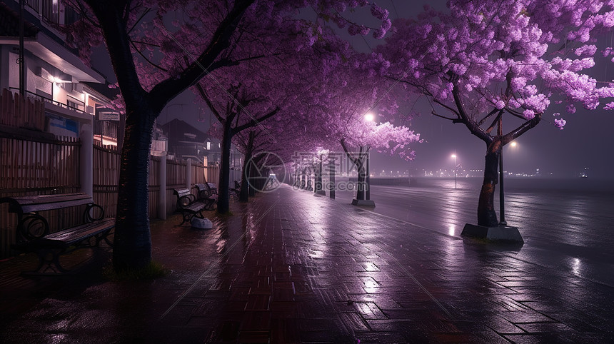 盛开的樱花树图片