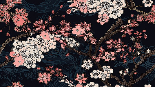 日式樱花绘画图片