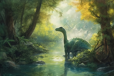丛林里的绿色恐龙图片