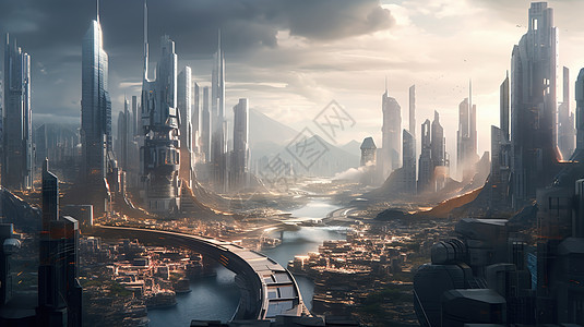 未来主义的城市图片