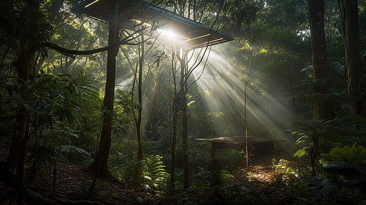 森林里的太阳能背景图片