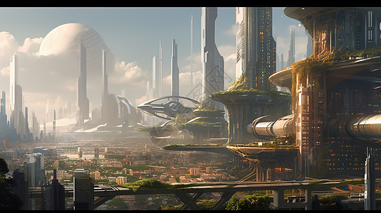 科幻城市唯美风景图片