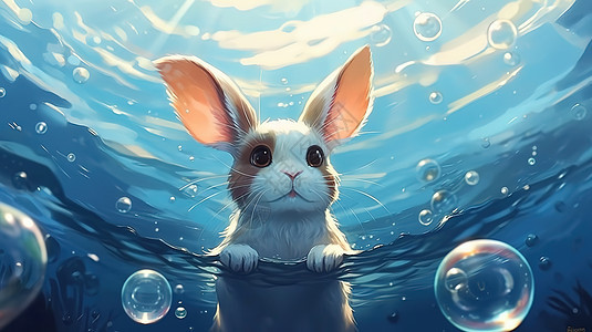 可爱兔子水彩画图片