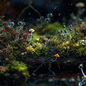 树林中小蘑菇图片图片