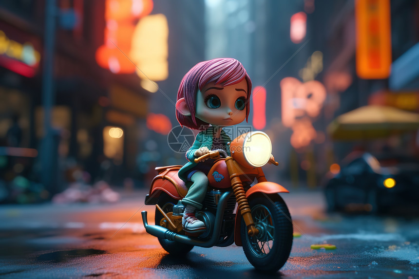 甜酷女孩骑摩托图片