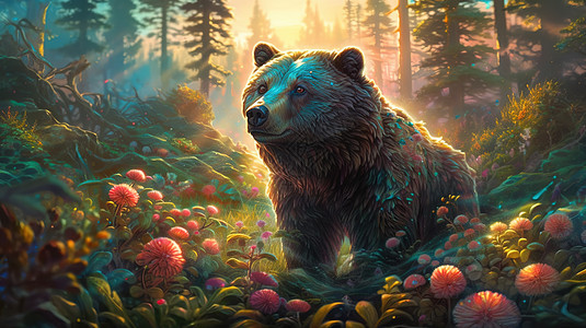 梦幻丛林房屋旁的熊熊图片
