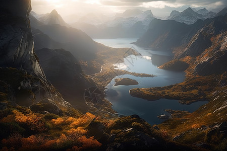 中国山水风美丽山水风景背景