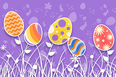 复活节紫色创意草地彩蛋图片