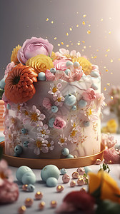 蓝莓鲜花蛋糕图片