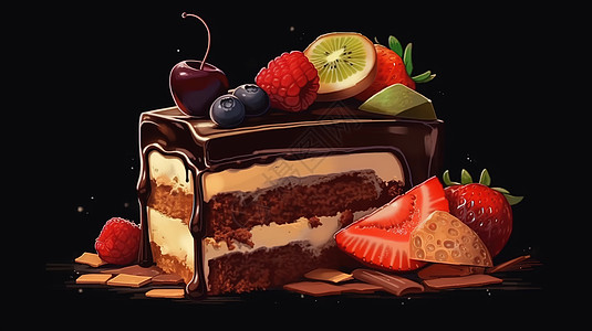 巧克力水果蛋糕背景图片