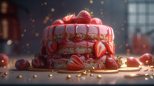 草莓多层蛋糕图片