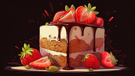 漫画草莓蛋糕图片