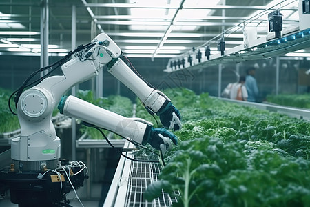 机器人手臂机械智能蔬菜种植园插画