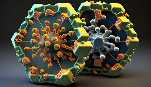 3D变异黄色病毒基因图片