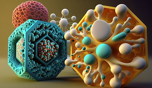 3D立体变异黄色病毒基因图片