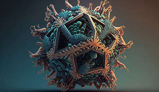 细胞变异3D变异病毒细胞插画